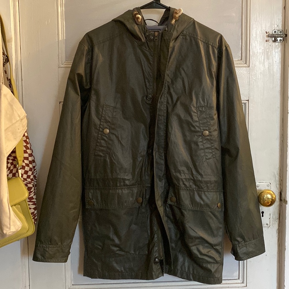 Frank & Oak Olive Green Waxed Cotton Jacket